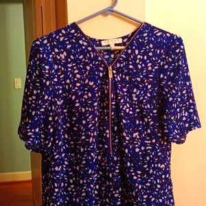 Women's zippered short sleeve long blouse